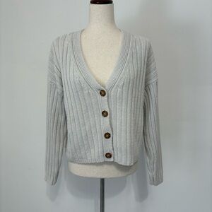 A New Day White Knit Cropped Cardigan Sz M